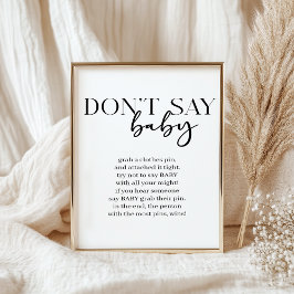 Zwarte Moderne Eenvoudige Script Baby Shower Spel Poster
