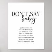 Zwarte Moderne Eenvoudige Script Baby Shower Spel Poster (Voorkant)