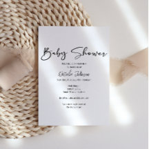 Zwarte Moderne Eenvoudige Script Baby Shower Uitno