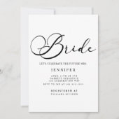 Zwarte Moderne Eenvoudige Script Bruidsdouche Kaart (Voorkant)