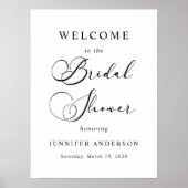 Zwarte Moderne Eenvoudige Script Bruidsdouche Poster (Voorkant)