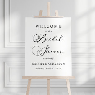 Zwarte Moderne Eenvoudige Script Bruidsdouche Poster