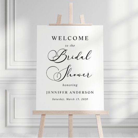 Zwarte Moderne Eenvoudige Script Bruidsdouche Poster