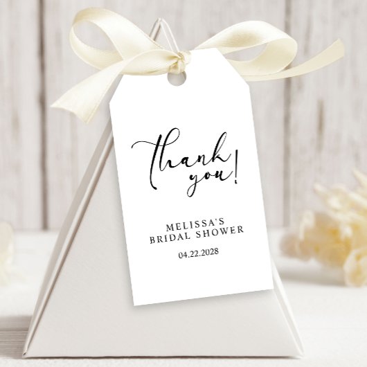 Zwarte Moderne Eenvoudige Script Bruiloft Cadeaulabel