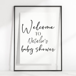 Zwarte Moderne Eenvoudige Script Douche Bord Poster