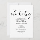 Zwarte Moderne Eenvoudige Script Oh Baby Shower Kaart (Voorkant)
