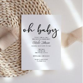 Zwarte Moderne Eenvoudige Script Oh Baby Shower Kaart