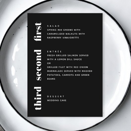 Zwarte moderne eenvoudige typografie minimalistisc menu