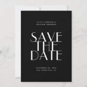 Zwarte moderne eenvoudige typografie minimalistisc save the date (Voorkant)
