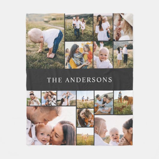 zwarte moderne elegant 17 foto op maat van moderne fleece deken (Voorkant)