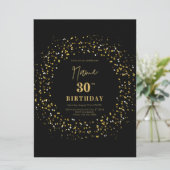 Zwarte moderne elegante eenvoudige glitter 30e ver (Staand voorkant)