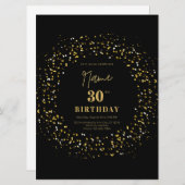 Zwarte moderne elegante eenvoudige glitter 30e ver (Voorkant / Achterkant)