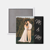 Zwarte moderne elegante Mr & Mrs koppel foto Magneet (Voorkant / Achterkant)