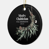 Zwarte moderne elegante waterverf botanisch keramisch ornament (Links)