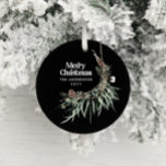 Zwarte moderne elegante waterverf botanisch keramisch ornament<br><div class="desc">Zwarte,  moderne,  elegante,  rustige waterverf droogde botanische florale gedempte kleuren voor kerstfeestversiering.</div>