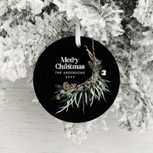Zwarte moderne elegante waterverf botanisch keramisch ornament