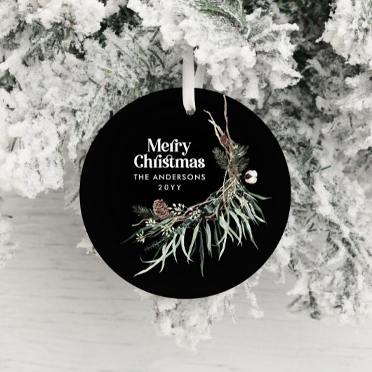 Zwarte moderne elegante waterverf botanisch keramisch ornament