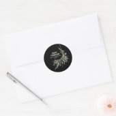 Zwarte moderne elegante waterverf botanisch ronde sticker (Envelop)