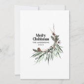 Zwarte moderne elegante waterverf botanische rusti feestdagenkaart (Voorkant)