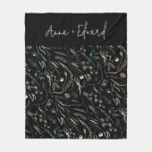 Zwarte moderne elegante waterverf botanische rusti fleece deken (Voorkant)