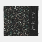 Zwarte moderne elegante waterverf botanische rusti fleece deken (Voorkant (Horizontaal))