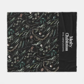 Zwarte moderne elegante waterverf botanische rusti fleece deken (Voorkant (Horizontaal))