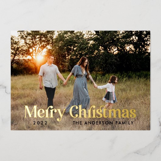 Zwarte moderne elegante waterverf botanische rusti folie feestdagenkaart (Voorkant)