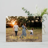 Zwarte moderne elegante waterverf botanische rusti folie feestdagenkaart (Staand Voorkant)