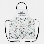 Zwarte moderne elegante waterverf botanische rusti schort (Voorkant)