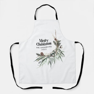 Zwarte moderne elegante waterverf botanische rusti schort