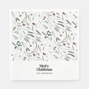 Zwarte moderne elegante waterverf botanische rusti servet