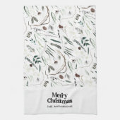 Zwarte moderne elegante waterverf botanische rusti theedoek (Verticaal)