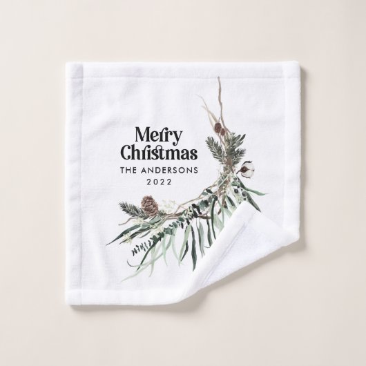 Zwarte moderne elegante waterverf botanische rusti washandje (Wasdoekje)