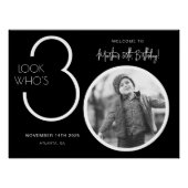 Zwarte Moderne Foto 30e Verjaardag Welkom Teken Perfect Poster (Voorkant)