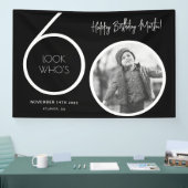 Zwarte moderne foto 60e verjaardag banner (Beurs)