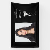 Zwarte Moderne Foto Dertig Boog Gelukkige 30ste Ve Spandoek (Verticaal)