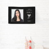 Zwarte Moderne Foto Dertig Boog Gelukkige 30ste Ve Spandoek (Insitu)