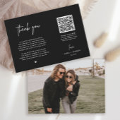Zwarte moderne foto QR-code bedankkaart