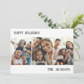 Zwarte moderne fotocollage kerstkaart met sneeuw (Staand voorkant)