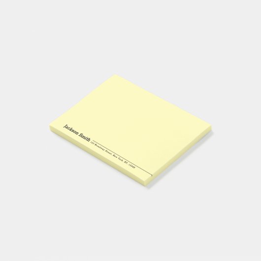 Zwarte moderne, gepersonaliseerde minimalistische  post-it® notes (Schuin)