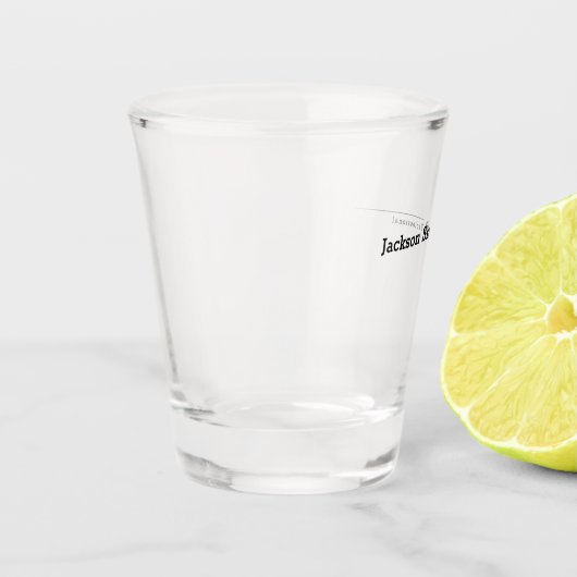 Zwarte moderne, gepersonaliseerde minimalistische  shot glas (Links)