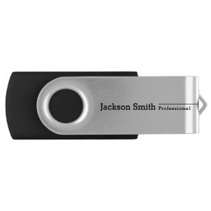 Zwarte moderne, gepersonaliseerde minimalistische  USB stick