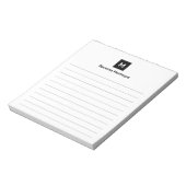 Zwarte Moderne Gestreepte Chic Trendy Monogram Notitieblok (Linkerzijde)