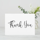 Zwarte moderne handgeschreven kalligrafie bedankkaart (Staand voorkant)