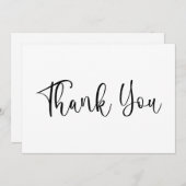 Zwarte moderne handgeschreven kalligrafie bedankkaart (Voorkant / Achterkant)