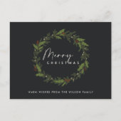 ZWARTE MODERNE HOLLY BERRY KRANS VROLIJK KERST FEESTDAGENKAART (Voorkant)