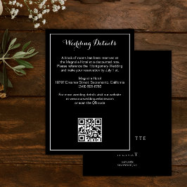 Zwarte moderne kalligrafie huwelijksdetails  informatiekaartje