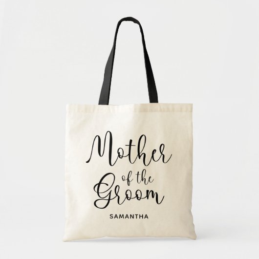 Zwarte Moderne kalligrafie Moeder van de Groom Tote Bag (Voorkant)