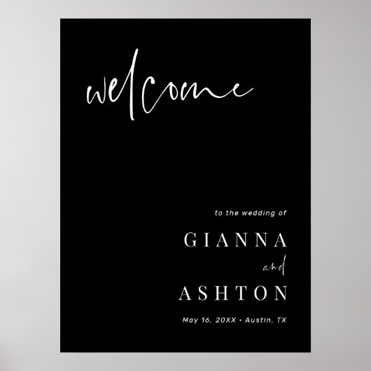 Zwarte Moderne kalligrafie Welkomstteken voor brui Poster (Voorkant)