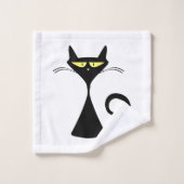 Zwarte moderne kat met gele ogen bad handdoek (Wasdoekje)